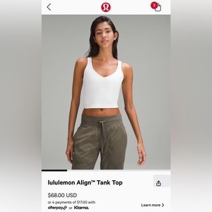LULULEMON WHITE ALIGN TANK